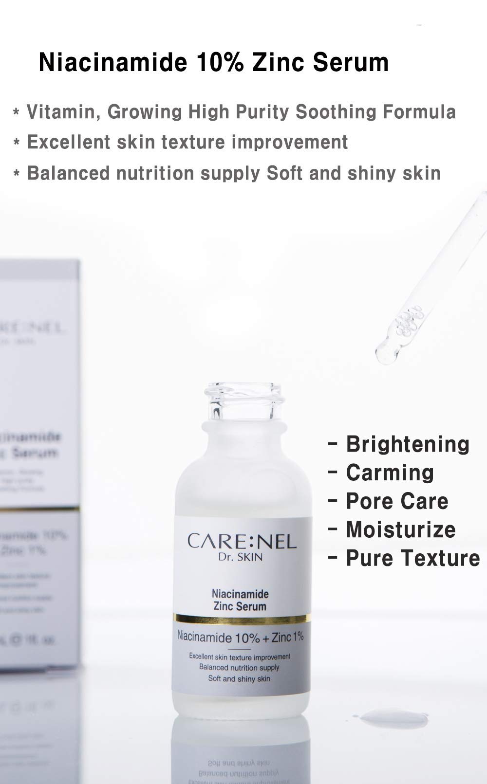 Korean Skin Care Serum Vitamin B, C Serum for Face - Niacinamide 10% Zinc 1% - K Beauty Hydrating Facial Serum - 1fl.oz.(30ml)